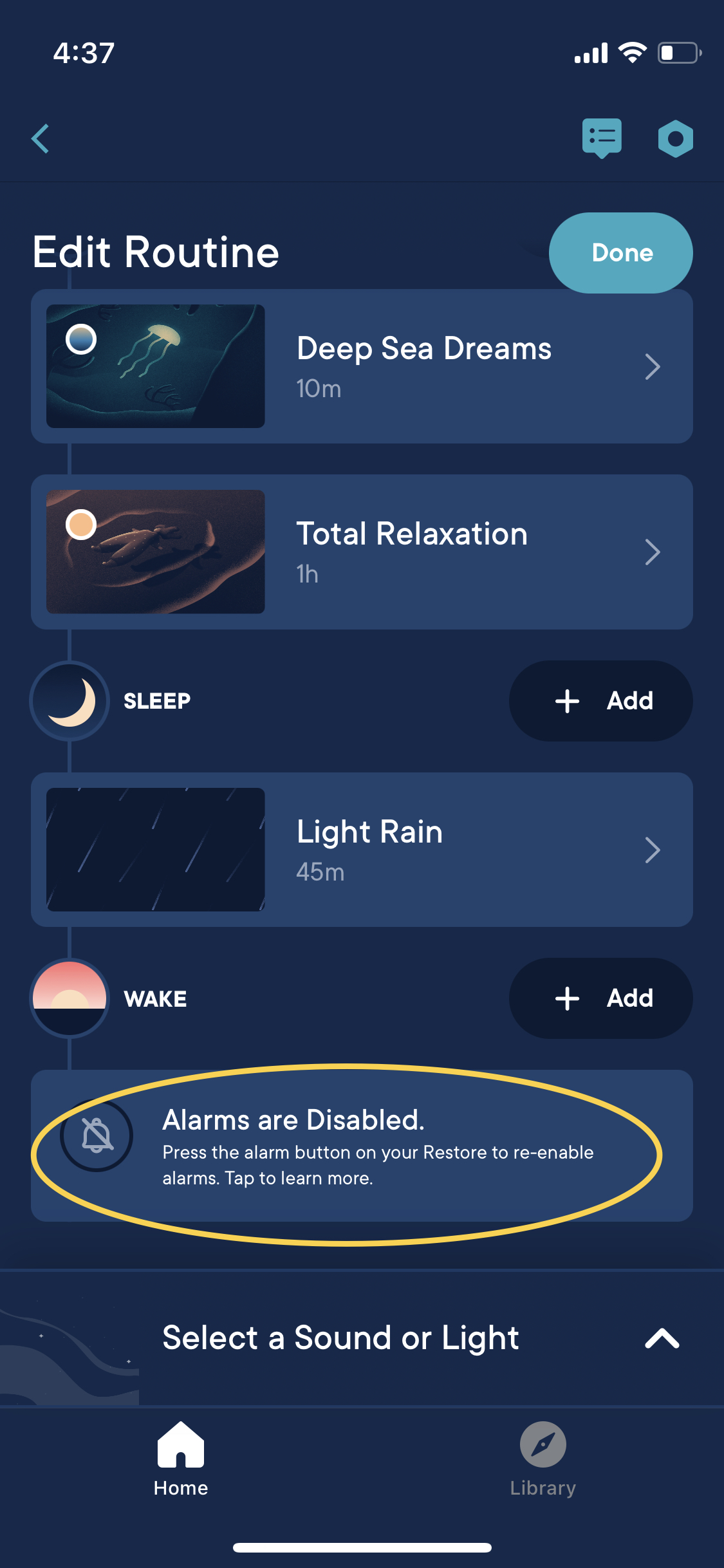 How to enable or disable the alarm sound 